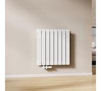 EMKE Radiador de Agua Caliente de Pared Blanco 630 × 616 mm, Panel Doble, 805W para 7 m², para Baño, Dormitorio o Salón, Montaje en Pared, sin Válvula