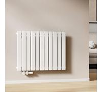 EMKE Radiador de Agua Caliente de Pared Blanco 630 × 850 mm, Panel Simple,603W para 5 m², para Baño, Dormitorio o Salón, Montaje en Pared, sin Válvula