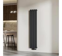 EMKE Radiador de Agua Caliente de Pared Negro 1600 × 304 mm, Panel Simple,501W para 7 m², para Baño, Dormitorio o Salón, Montaje en Pared, sin Válvula