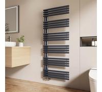 EMKE Radiador de baño de tubo redondo de diseño, 1535 x 600 mm, toallero con conexión lateral, secador de toallas y toalla, radiador de baño en antracita, 933 W