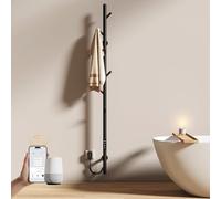 EMKE Radiador de baño eléctrico con una barra, secador de toallas eléctrico con una barra, temperatura constante inteligente, toallero radiador, calentador de toallas, color negro