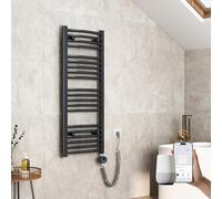 EMKE Radiador de baño eléctrico Curvado, 1200 x 400 mm, con WiFi, Calentador de Toallas eléctrico, Toalla de baño con termostato y Barra de calefacción, 500 W, Antracita