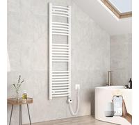 EMKE Radiador de baño eléctrico Curvado, 1400 x 400 mm, con WiFi, radiador eléctrico, Calentador de Toallas eléctrico, Toalla, radiador de baño con termostato y Barra de calefacción, 500 W, Color