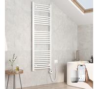 EMKE Radiador de baño eléctrico Curvado, 1400 x 500 mm, con WiFi, toallero eléctrico, Calentador de Toallas eléctrico, Toalla, radiador de baño con termostato y Varilla de calefacción, 600 W, Color