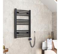 EMKE Radiador de baño eléctrico Curvado, 750 x 500 mm, WiFi Toallero eléctrico, Calentador de Toallas eléctrico, Toalla, radiador de baño con termostato y Barra de calefacción, 300 W, Antracita