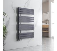 EMKE Radiador de baño plano, 1320 x 600 mm, radiador para baño, 798 W, calentador de toallas, toallero, conexión central, toallero, conector lateral para agua, antracita