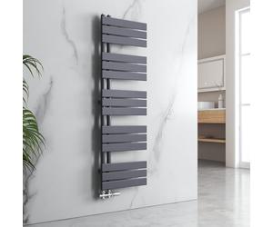 EMKE Radiador de baño plano, 1599 x 400 mm, color antracita, calentador de toallas para cuarto de baño, toallero, conexión lateral para agua, 684 W