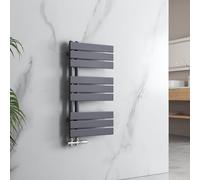 EMKE Radiador de baño plano, 762 x 400 mm, color antracita, calentador de toallas pequeño, toallero con conexión lateral para agua, 342 W