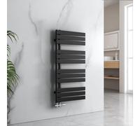 EMKE Radiador de baño, toallero, 1041 x 500 mm, radiador para toallas, conexión lateral, calentador de toallas plano, secador de toallas, radiador, negro, 529 W