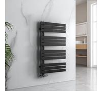 EMKE Radiador de baño, toallero, 1320 x 600 mm, radiador para toallas, conexión lateral, calentador de toallas plano, secador de toallas, radiador, negro, 798 W
