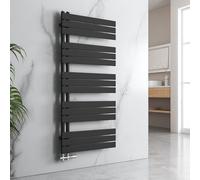 EMKE Radiador de baño, toallero, 1599 x 600 mm, conector lateral, plano, calentador de toallas, radiador de baño, color negro, 958 W