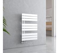 EMKE Radiador de baño, toallero, 762 x 500 mm, conexión lateral, plano, calentador de toallas, radiador de baño, color blanco, 397 W