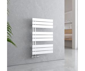 EMKE Radiador de baño, toallero, 762 x 500 mm, conexión lateral, plano, calentador de toallas, radiador de baño, color blanco, 397 W