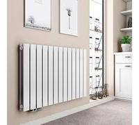 EMKE Radiador, horizontal, 630 x 1000 mm, radiador plano, diseño de doble capa, radiador, calefactor de panel plano, conexión lateral, calefacción, blanco, 1343 W