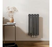 EMKE Radiador pequeño 600 x 300 mm, vertical, radiador plano, conexión central, diseño de panel, radiador, de pared, antracita, 233 W