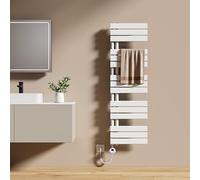 EMKE Radiador Toallero Eléctrico con Termostato 1320x400 mm, 600W Blanco, Toallero Eléctrico de Bajo Consumo, Resistencia Calefactora con Temporizador,Calienta Toallas,Secatoallas