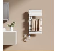 EMKE Radiador Toallero Eléctrico con Termostato 762x400 mm, 400W Blanco, Toallero Eléctrico de Bajo Consumo, Resistencia Calefactora con Temporizador,Calienta Toallas,Secatoallas