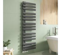 EMKE Secador de Toallas de Agua Caliente Tubo Oval,143x40cm,Radiador de Baño de Tubo Oval,Calentador de Toallas,radiador baño Pared,510W,Antracita