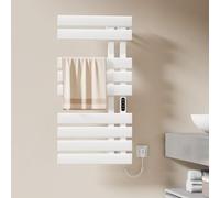 EMKE Secador de Toallas Eléctrico de Pared 100x50cm, WiFi, Portatoallas Calefactado de Bajo Consumo, Control Inteligente de Temperatura, Blanco, 320 W, Pantalla Táctil, Montaje Derecho