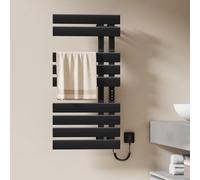 EMKE Secador de Toallas Eléctrico de Pared 100x50cm, WiFi, Portatoallas Calefactado de Bajo Consumo, Control Inteligente de Temperatura, Negro, 320 W, Pantalla Táctil, Montaje Derecho