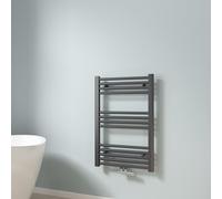 EMKE Toallero Baño Radiador, 75 x 50 cm, Tubo Redondo,Antracita, secador de Toallas con conexión Central, radiador secador de Toallas de Agua Caliente