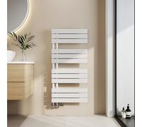 EMKE Toallero Baño Radiador Plano, 1041 x 500 mm, Blanco, 529 W | secador de Toallas con conexión Lateral, radiador secador de Toallas de Agua Caliente, toallero de Paneles