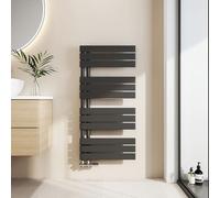 EMKE Toallero Baño Radiador Plano, 1041 x 500 mm, Negro, 529 W | secador de Toallas con conexión Lateral, radiador secador de Toallas de Agua Caliente, toallero de Paneles