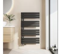 EMKE Toallero Baño Radiador Plano, 1041 x 600 mm, Negro,639 W | secador de Toallas con conexión Lateral, radiador secador de Toallas de Agua Caliente,toallero de Paneles