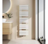 EMKE Toallero Baño Radiador Plano, 1320 x 400 mm, Blanco,570 W | secador de Toallas con conexión Lateral, radiador secador de Toallas de Agua Caliente,toallero de Paneles