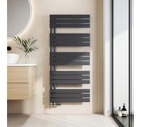 EMKE Toallero Baño Radiador Plano, 1320 x 600 mm, Antracita,838 W | secador de Toallas con conexión Lateral, radiador secador de Toallas de Agua Caliente,toallero de Paneles
