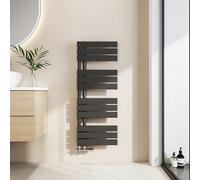 EMKE Toallero Baño Radiador Plano, toallero de Paneles, 1041 x 400 mm, Negro, secador de Toallas con conexión Lateral, 456W, radiador secador de Toallas de Agua Caliente