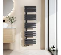 EMKE Toallero Baño Radiador Plano, toallero de Paneles, 1320 x 400 mm, Antracita Color, secador de Toallas con conexión Lateral, 570W, radiador secador de Toallas de Agua Caliente