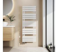 EMKE Toallero Baño Radiador Plano, toallero de Paneles, 1320 x 500 mm, Blanco, secador de Toallas con conexión Lateral, 661W, radiador secador de Toallas de Agua Caliente