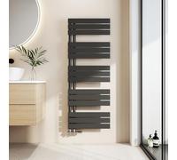 EMKE Toallero Baño Radiador Plano, toallero de Paneles, 1320 x 500 mm, Negro, secador de Toallas con conexión Lateral, 661W, radiador secador de Toallas de Agua Caliente