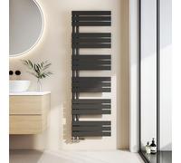 EMKE Toallero Baño Radiador Plano, toallero de Paneles, 1599 x 500 mm, Negro,secador de Toallas con conexión Lateral, 794 W, radiador secador de Toallas de Agua Caliente