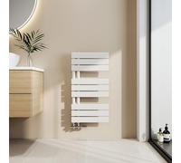 EMKE Toallero Baño Radiador Plano, toallero de Paneles, 762 x 400 mm, Blanco, secador de Toallas con conexión Lateral, 342W, radiador secador de Toallas de Agua Caliente