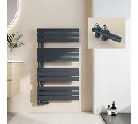 EMKE Toallero Calentado para Baño, Conexión Lateral, 1041x600 mm, Antracita, 670W - Radiador Calienta Toallas de Agua Caliente Montado en la Pared,Secador de Toallas (Incluye Válvulas)