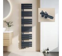 EMKE Toallero Calentado para Baño, Conexión Lateral, 1599x400 mm, Antracita, 718W - Radiador Calienta Toallas de Agua Caliente Montado en la Pared,Secador de Toallas (Incluye Válvulas)