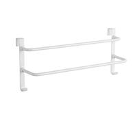 EMKE Toallero Doble, toallero Colgante sobre la Puerta con Ganchos, Soporte de Acero Inoxidable con Gran Espacio para Cocina, Inodoro, Hotel, Ducha, toallero de radiador, Color Blanco