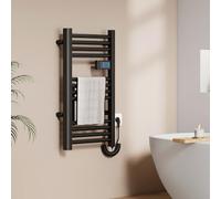 EMKE Toallero Eléctrico 750 x 400 mm, Radiador de Baño Eléctrico con Interruptor Táctil y Temporizador, Calentador de Toallas Negro 180W,Toallero electrico baño