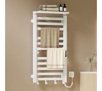 EMKE Toallero Eléctrico Baño 1000 x 500 mm,Blanco, 280W, Radiador toallero eléctrico con Estante y Ganchos, Temperatura Ajustable 30-70°C, Función Temporizador&Memoria,Toallero electrico