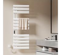 EMKE Toallero Electrico Baño, 1300x500mm, 440W, Blanco, Lado Izquierdo, Radiador Toallero Eléctrico, Pantalla Táctil, Toallero Eléctrico con Control Wi-Fi, Función Temporizador