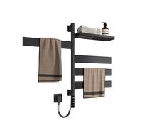 EMKE Toallero Electrico Baño 180°, Radiador Toallero con Estante, Secador de Toallas eléctrico Inteligente WiFi, Negro 120W,Calienta Toallas Baño Electrico