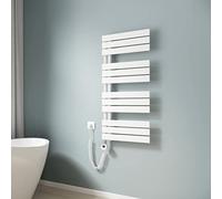 EMKE Toallero electrico baño con Termostato de Elemento Calefactor, 1041x500mm 600W Radiador toallero con Barra Calefactora con Temporizador, Blanco