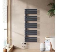EMKE Toallero electrico baño con WiFi Termostato, 1320x500mm, 800W, Radiador Toallero Eléctrico, Antracita,Resistencia Calefactora con Temporizador,Función de Memoria