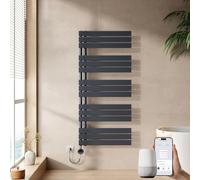 EMKE Toallero electrico baño con WiFi Termostato, 1320x600mm, 800W, Radiador Toallero Eléctrico, Antracita,Resistencia Calefactora con Temporizador,Función de Memoria
