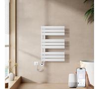 EMKE Toallero electrico baño con WiFi Termostato, 762x500mm, 400W, Radiador Toallero Eléctrico, Blanco,Resistencia Calefactora con Temporizador,Función de Memoria