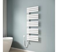 EMKE Toallero electrico baño con WiFi Termostato de Elemento Calefactor, 1320x500mm 800W Radiador toallero con Barra Calefactora con Temporizador, Blanco