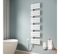 EMKE Toallero eléctrico con WiFi, 1599 x 400 mm, Plano, radiador de baño, toallero eléctrico, Calentador de Toallas con termostato y Barra de calefacción, 800 W, Color Blanco