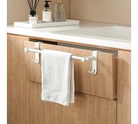 EMKE Toallero telescópico Extensible SUS201, toallero sin taladrar, toallero de Acero Inoxidable con Gancho, Barra para radiador de baño, Cocina y baño, 44~63 x 10 x 10 cm, Blanco